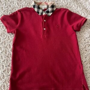 Burberry Red Polo with Signature Check Collar